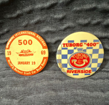 Vintage Riverside International Speedway Stock Car Pins Lot of 2 Breweriana picture