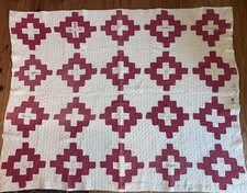 Antique 1890s-1910s Friendship Signature Quilt Chimney Sweep Turkey Red Calico picture