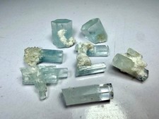 Blue Color Transparent Aquamarine Crystals Lot : 8 Pieces / 90 Carats @Minerals picture