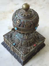 Authentic  Tibetan/Nepalese Desktop Prayer Wheel w Original Mantra Scroll picture