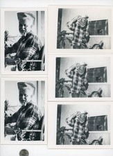 (2 + 11 copies) Old 1970's B&W snapshot lot / Pipe Smoking COWBOY Western Days picture