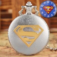 SUPERMAN  Men's Pocket Watch in Gold/Silver with Blue Superman Emblem Dial picture