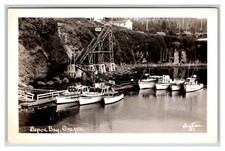 RPPC Boats at Dock Depoe Bay Oregon OR Christian Photo 187 UNP Postcard F21 picture