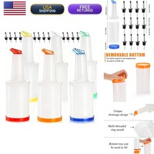 Tebery 6 Pack 34 OZ Plastic Juice Pour Bottles with 12 Stainless Steel Pourer picture