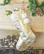 Creative Brands Fur Pom Pom Metallic Champagne 17 x 12 Paper Holiday Stocking picture
