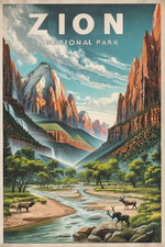 Zion National Park Utah Art Poster Postcard picture