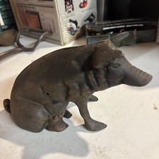 Vintage Cast Iron Pig Bank 9
