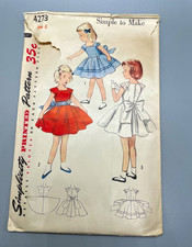 Simplicity Pattern 4273 Vintage 1953 Original Girl Dress Sewing Pattern Size 6 picture
