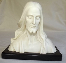 Alabaster Bust of Jesus Hand Carved Mounted Made in Italy Very Fine Condition picture