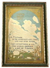 Vintage 1923 Framed Mother's Day Motto Print Life's Best Gift Lyman Powell 7x5 picture