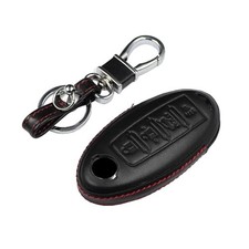 Genuine Leather Key Fob Cover for Nissan Car Smart Remote Key Case picture
