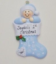 Personalized Baby Boy's First Christmas Ornament picture