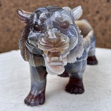 2.75LB Beautiful amethyst agate tiger carved handmade specimen picture
