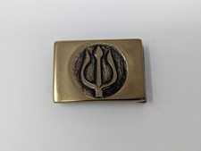 Vintage US Navy Lockheed Trident II D5 Missile Solid Brass Belt Buckle BTS NOS picture