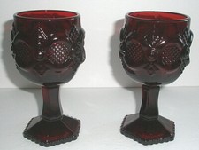 Avon Ruby Red Wine Water Goblet Set of 2 Barware Dinnerware CE picture