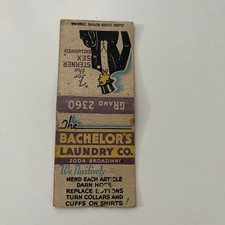 The Bachelor's Laundry Co Turn Collars Broadway Vintage Matchbook Cover SMB40-4 picture
