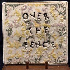 Antique Studio Pottery Tile Over The Fence Ceramic Folk Art Hand Painted Relief picture