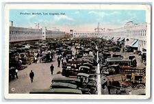 c1910's Produce Market Los Angeles California CA, Crowded Cars Antique Postcard picture