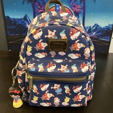 BNWT Disney Snow White Dwarfs AOP Loungefly Mini Backpack picture