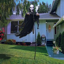 Outdoor Halloween Skeleton Decorations, 7.5Ft Flying Rotated Skull Reaper Ghost picture