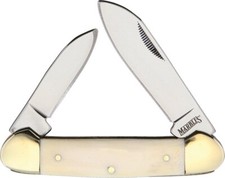 Marbles Canoe Pocket Knife Stainless Steel Blades White Smooth Bone Handle picture