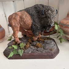 American Bison Buffalo Figurine Resin Sculpture Western Rustic Lodge Decor picture