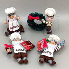 Vintage Hershey's Chocolate Elves Lot of 4 Christmas Hanging Ornaments  picture