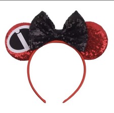 NEW Disney The INCREDIBLES Mickey ears ELASTIGIRL Headband BLACK Bow VIOLET Hero picture