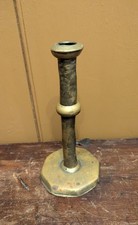 Antique Early Brass Hogscraper Wedding Ring Candlestick Holder 8.5