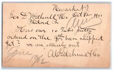 1901 Invoice 10/9 Wall Order Geo D Whetherill Newark NJ Phila PA Postal Card picture