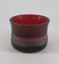 Villeroy And Boch ART GLASS BOWL Dark Red Etched Wavy Band 5