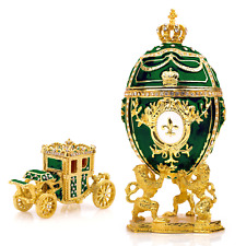 Royal Imperial Green Faberge Egg Replica: Large 6.6 inch + Carriage by Vtry picture
