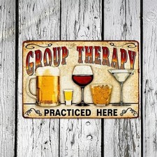 Group Therapy Vintage Living Room Tin Metal Signs Home Décor 8x12 picture
