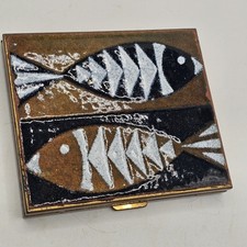 Robert Wuersch Vintage Fish Enamel Compact With Mirror Concealor Makeup 1950s picture