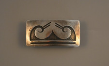 Phillip Honanie - Vtg Hopi Indian Sterling Silver Overlay Belt Buckle - 2 3/8