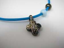 Vintage Christian Bracelet: Blue Adjustable Cross Design picture