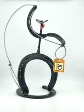 JD Roper Horseshoe Cowboy Iron Metal Sculpture Lasso Western Folk Art VTG picture