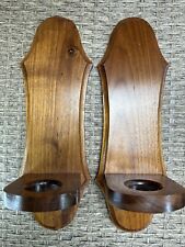 Vintage Solid Oak Wall Sconce Votive Cup Holders picture