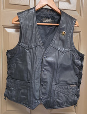 Hein Gericke 80s Harley-Davidson Biker Motorcyle Riding Leather Vest Sz M picture