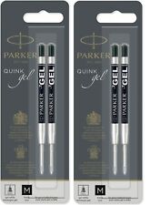 4 - Genuine PARKER QUINK GEL Ballpoint Pen Refills - BLACK .7mm - 2 Sealed Packs picture