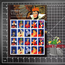 SHEET OF 20 LETTER STAMPS DISNEY VILLAINS 2017 picture