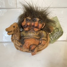 FOSSE Troll Couple In Horsehead Boat Original Tag NORWAY #116 picture