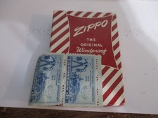 OLD ZIPPO WINDPROOF LIGHTER BOX WITH 2 1952 3C STAMPS. LOOK UNUSED GUMMED TO BOX picture