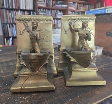 Set of Vintage Cast Brass Whaling Bookends New Bedford, MA. Whaleman Statues picture