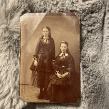 Victorian Tintype Photograph Two Girls Sisters Portrait Antique 1800s picture