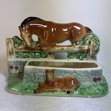 Vintage Cameron Pottery Horse & Foal Ceramic Planter Mid-Century 1950s USA picture