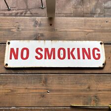 Vintage Porcelain No Smoking Sign  Red & White 18 X 5 picture