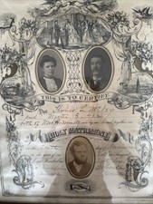 Holy Matrimony Signed Dated 1886 B&W Pictures Added Antique Matted & Framed  picture