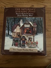 Vintage Saturday Evening Post Rockwell Santa Reading Mail Hand painted Porcelain picture