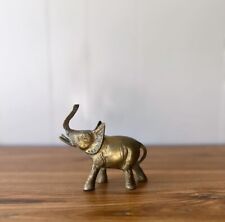 Vintage Solid Brass Metal Small Elephant Figurine Statue picture